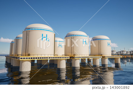 Hydrogen storage system floating on offshore platform Hydrogen storage system floating on offshore platform 143001892