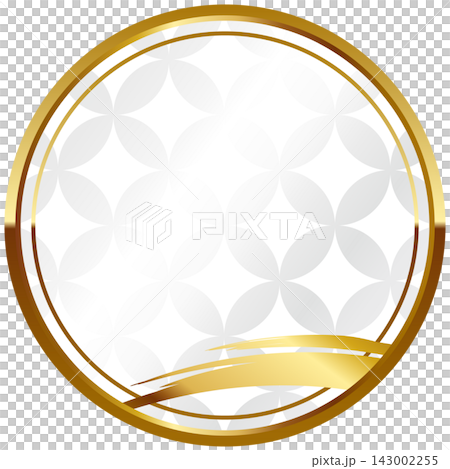 A luxurious, Japanese-style circular frame in white and gold. A luxurious, Japanese-style circular frame in white and gold. 143002255