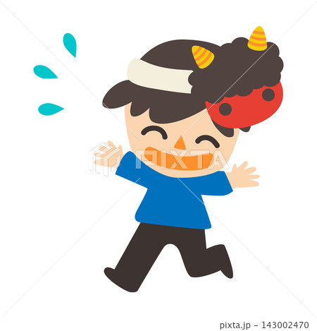 節分　赤鬼のお面を被った男性　ベクターイラスト 143002470