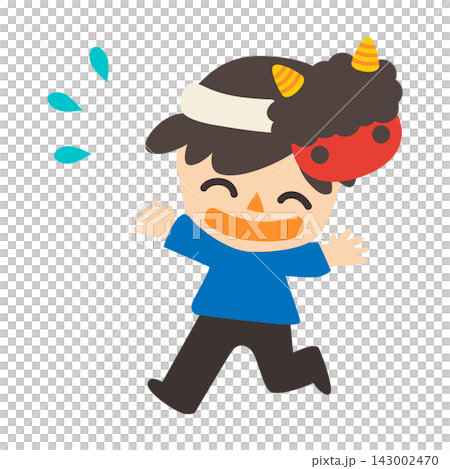 Setsubun (Bean-Throwing Festival): A man wearing a red demon mask - Vector illustration Setsubun (Bean-Throwing Festival): A man wearing a red demon mask - Vector illustration 143002470