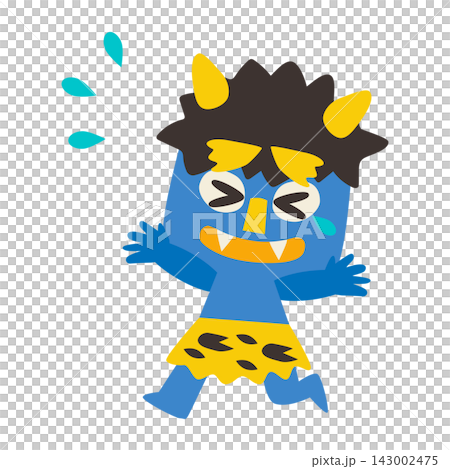 Setsubun (Bean-Throwing Festival): Blue Oni (Demon) running away crying - Vector illustration Setsubun (Bean-Throwing Festival): Blue Oni (Demon) running away crying - Vector illustration 143002475