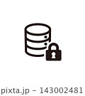 データベースのセキュリティと情報保護を表すシンプルな線画アイコン 143002481