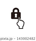 セキュリティロックをタップする指のアイコン 143002482