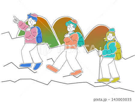 登山をする人たち 143003035