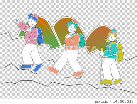 登山をする人たち 143003035