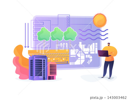 Street Bioswale Integration Layout abstract concept vector illustration. Street Bioswale Integration Layout abstract concept vector illustration. 143003462