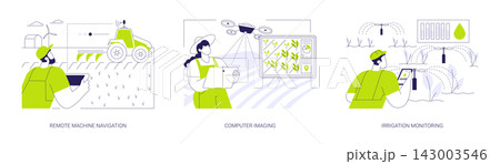 Internet Of Things in agriculture abstract concept vector illustrations. Internet Of Things in agriculture abstract concept vector illustrations. 143003546