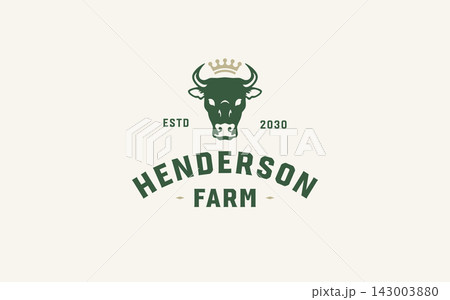 Premium Royal Bull Head Vector Logo Design For Luxury Beef Cattle Farm Ranch Steakhouse Premium Royal Bull Head Vector Logo Design For Luxury Beef Cattle Farm Ranch Steakhouse 143003880