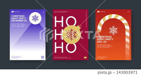 Bold Typography Christmas Party Flyer Set Vector Template 143003971