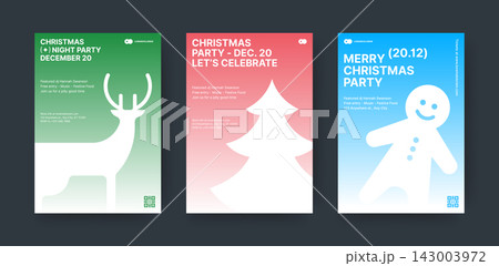 Christmas Party Flyer Vector Template Set  For Holiday Event Invitations 143003972