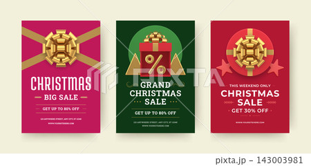 Set Of Christmas Sale Flyer Vector Template For Holiday Discount Campaign Set Of Christmas Sale Flyer Vector Template For Holiday Discount Campaign 143003981