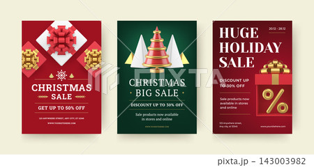 Set Of Christmas Sale Flyer Vector Template For Holiday Season Promotion Set Of Christmas Sale Flyer Vector Template For Holiday Season Promotion 143003982