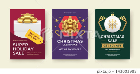 Set Of Christmas Sale Flyer Vector Template  For Super Holiday Promotion 143003985
