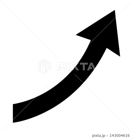 Black Curved Arrow Icon Pointing Up on White Background Black Curved Arrow Icon Pointing Up on White Background 143004616