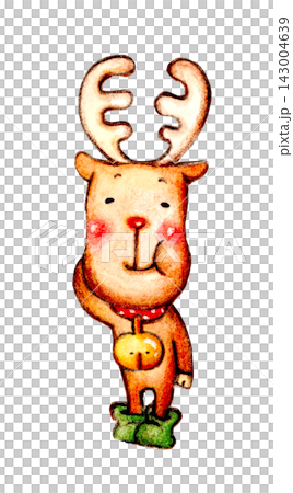 クリスマスのかわいいトナカイの手描きイラスト クリスマスのかわいいトナカイの手描きイラスト 143004639