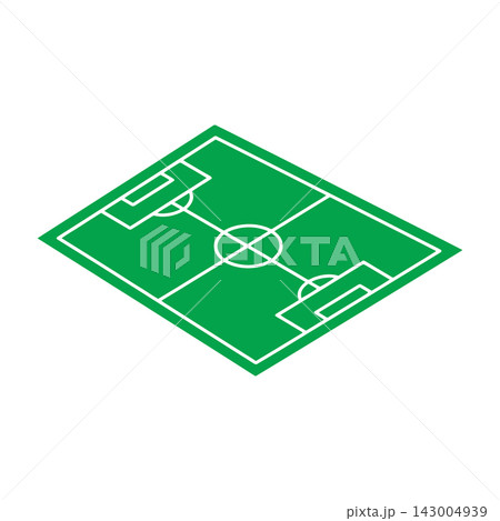Green soccer field with white lines and goals Green soccer field with white lines and goals 143004939