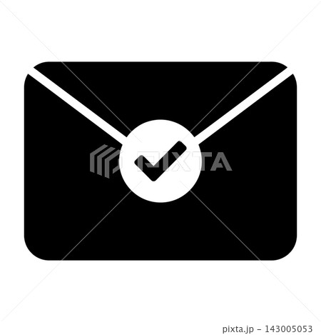 Black Envelope Icon With White Checkmark On White Background Black Envelope Icon With White Checkmark On White Background 143005053