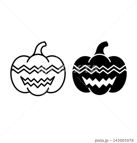 Black and white halloween pumpkins with zigzag patterns Black and white halloween pumpkins with zigzag patterns 143005078