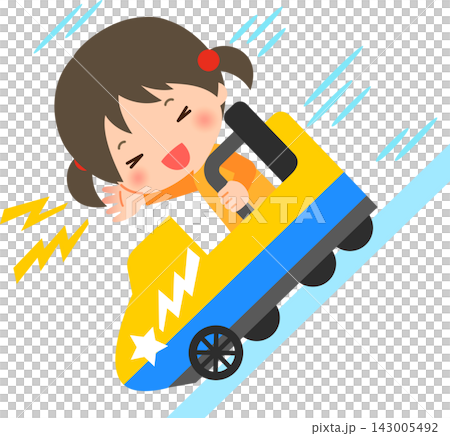 一個女孩正在享受過山車。 一個女孩正在享受過山車。 143005492