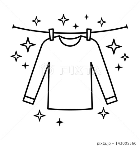 Clean Shirt Hanging on a Clothesline Icon Outline Art Clean Shirt Hanging on a Clothesline Icon Outline Art 143005560