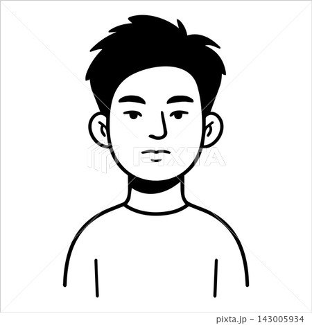 Happy young man avatar cartoon drawing with neutral expression Happy young man avatar cartoon drawing with neutral expression 143005934