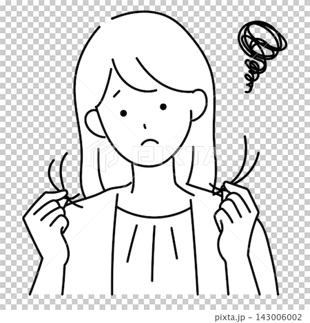 一位二十多歲的年輕女子正飽受掉髮困擾。 一位二十多歲的年輕女子正飽受掉髮困擾。 143006002