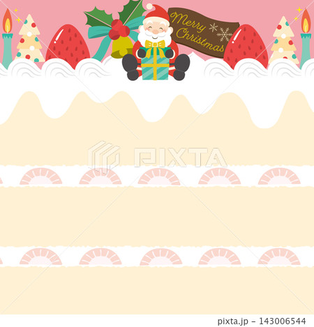 サンタクロースとクリスマスケーキの断面のフレーム 143006544