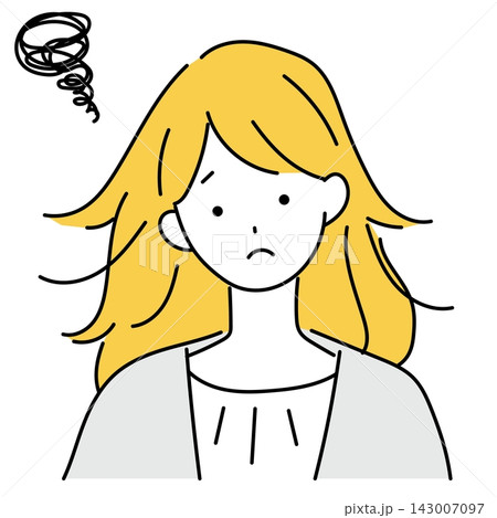 髪に悩む20代の若い女性 髪に悩む20代の若い女性 143007097