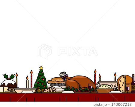 クリスマスディナーの食卓フレーム クリスマスディナーの食卓フレーム 143007218
