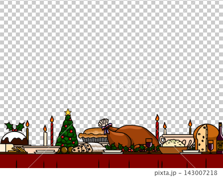 クリスマスディナーの食卓フレーム クリスマスディナーの食卓フレーム 143007218