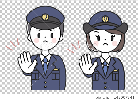 ストップポーズの男性警察官と女性警察官 セット ストップポーズの男性警察官と女性警察官 セット 143007541