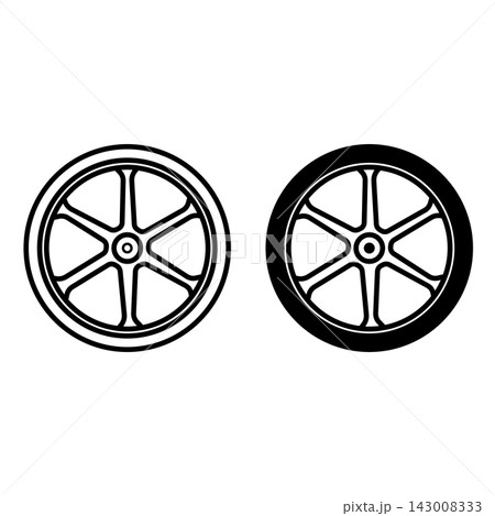 Mag Wheel icons. Black and White Vector Icons of Magnetic Vehicle Wheel. Car service concept 143008333