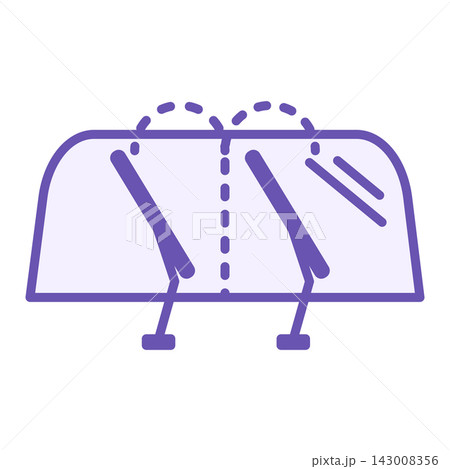Colored Icon Wiper. Vector Icon of Car Windshield with Two Windshield Wipers. Car service concept Colored Icon Wiper. Vector Icon of Car Windshield with Two Windshield Wipers. Car service concept 143008356