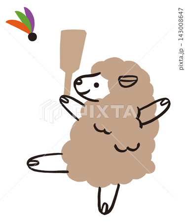 羽根つきをする羊のベクターイラスト 羽根つきをする羊のベクターイラスト 143008647