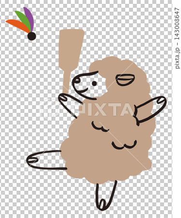 羽根つきをする羊のベクターイラスト 羽根つきをする羊のベクターイラスト 143008647