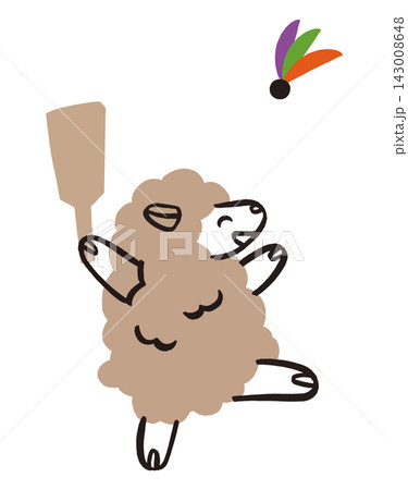 羽根つきをするひつじのベクターイラスト 羽根つきをするひつじのベクターイラスト 143008648