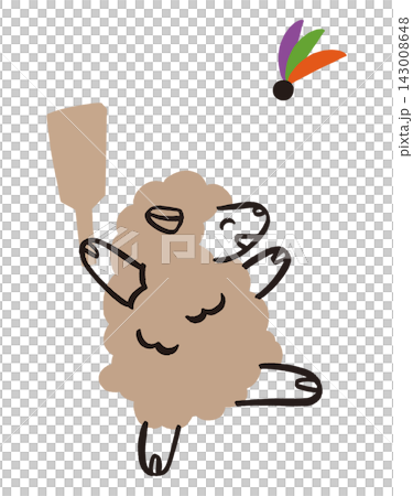 羽根つきをするひつじのベクターイラスト 羽根つきをするひつじのベクターイラスト 143008648
