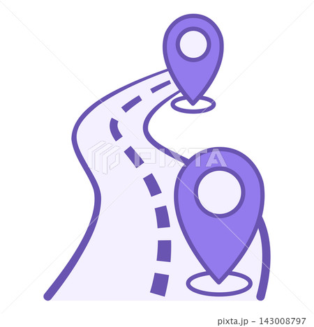 Route Color Icon. Vector Icon. Road and Distance Measurement. Navigation, Location. Road Concept Route Color Icon. Vector Icon. Road and Distance Measurement. Navigation, Location. Road Concept 143008797