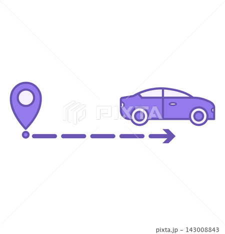 Colorful Icon Itinerary. Vector Icon. Car Distance. Navigation, Location Sign. Road Concept 143008843