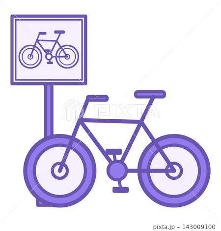 Colored Bike Parking Icon. Vector Icon. Sports Bicycle and Parking Sign. Temporary Parking Of Vehicle. Roads Concept 143009100