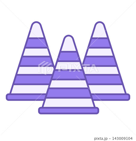 Colored Icon Road Cone. Vector Icon. Temporary Road Marking. Fence during Road Construction Works. Warning Sign Colored Icon Road Cone. Vector Icon. Temporary Road Marking. Fence during Road Construction Works. Warning Sign 143009104