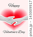 Happy Valentine s day trendy vintage card. Hands holding. art halftone collage. blurred heart. Vector illustration 143009917