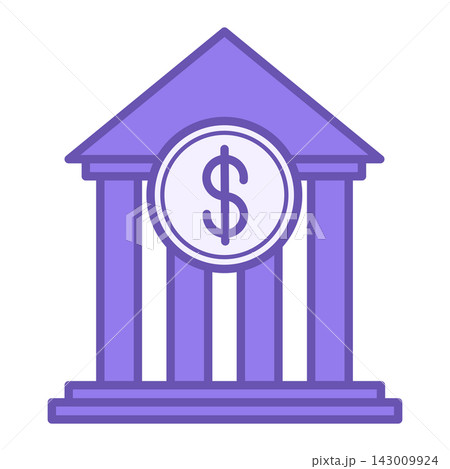 Colored Bank Icon. Financial Building Vector Icon. Business And Finance Concept Colored Bank Icon. Financial Building Vector Icon. Business And Finance Concept 143009924