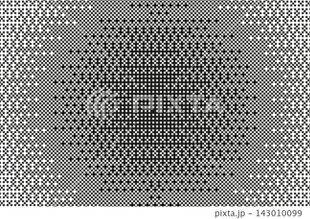 Pixel bitmap texture with 8-bit halftone effects. Abstract black and white pixelated dither pattern. Retro dotted noise geometric print with dark circle shape and transition. Vector illustration. Pixel bitmap texture with 8-bit halftone effects. Abstract black and white pixelated dither pattern. Retro dotted noise geometric print with dark circle shape and transition. Vector illustration. 143010099