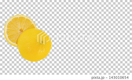 Lemon and cut cross-section, transparent background, macro. Lemon and cut cross-section, transparent background, macro. 143010654