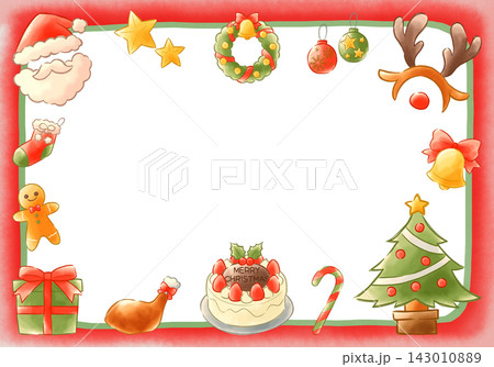 クリスマスのかわいい水彩風フレーム素材 143010889