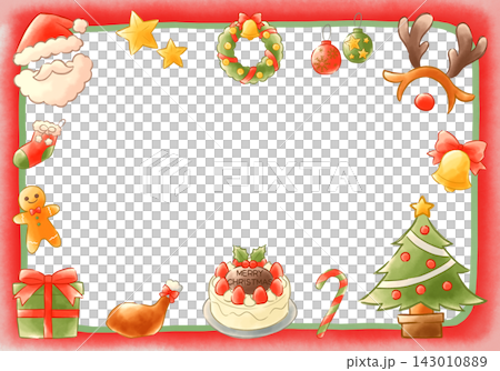 クリスマスのかわいい水彩風フレーム素材 143010889