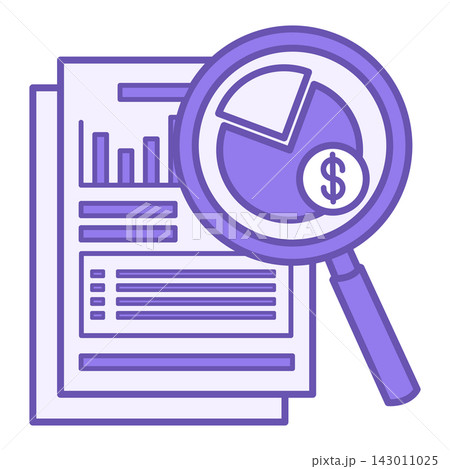 Financial Audit Color Icon. Vector Icon of Financial Chart in Magnifying Glass and Accounting Documents. Business and Finance. Accounting Concept Financial Audit Color Icon. Vector Icon of Financial Chart in Magnifying Glass and Accounting Documents. Business and Finance. Accounting Concept 143011025