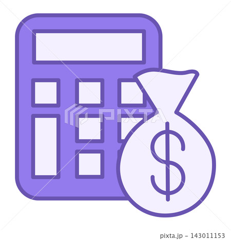 Colored Tax Calculator Icon. Vector Icon of Calculator and Money Bag. Tax Payments. Accounting Concept 143011153