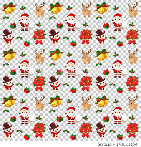 【クリスマス素材】サンタとトナカイと雪だるまのシームレスパターン素材(スウォッチ入り) 【クリスマス素材】サンタとトナカイと雪だるまのシームレスパターン素材(スウォッチ入り) 143011154
